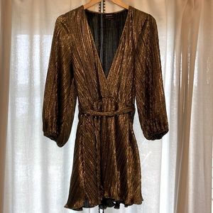 Bardot Belissa Dress Gold Pleated Dress